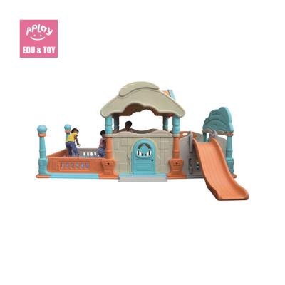 China HDPE plastic child care center cubby playhouse with slide for sale