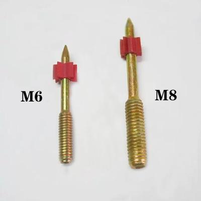 China M6 M8 Screw Shooting Flat Golden Steel Galvanized Nail With Red Plastic for sale