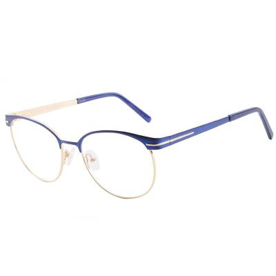 China Round Women Glasses 2020 New Designer Half-Rim Metal Optical Frames Eyewear Eyeglasses Optical Glasses for sale