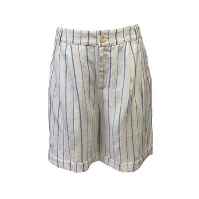 China Custom Women's Light Color Cotton Breathable Hot Selling Causal Canvas Shorts Loose Summer Slim Stripe Wide Leg Shorts for sale