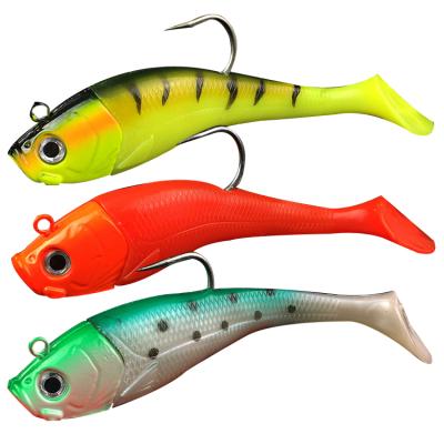 China WeiHe 20cm/300g saltwater fish simulation software lead head soft fish big lure sharp bold single hook PVC soft bait WH-SL007 for sale