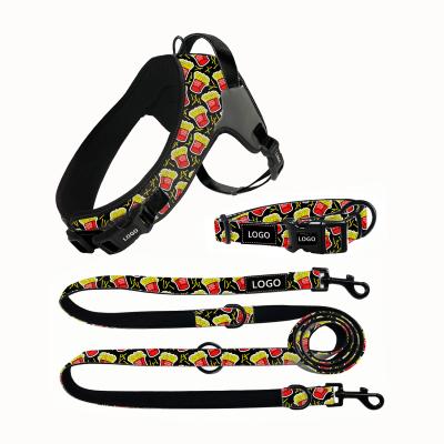 China Custom Reflective Pattern Harness For Dogs Training Pet Collars High Quality Breathable Dog Harness Set for sale