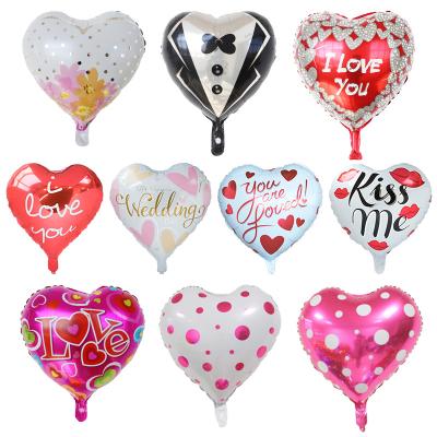 China 18 inch valentines day heart foil balloon wedding decoration diamond I love you printed heart balloon wholesale for sale