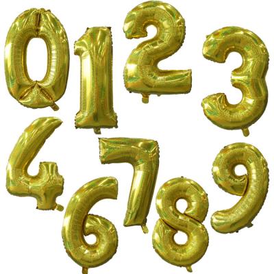 China Party Wholesale 34 Inch Laser Number Foil Balloon Birthday Party Wedding Decoration Golden Number 0-9 Balloon for sale