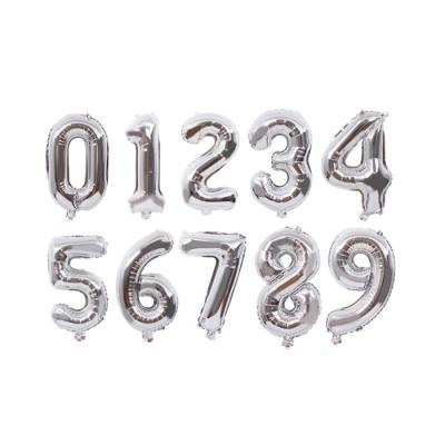 China Promotional Toy 16 Inch Thin Body Silver 0 - 9 Number Foil Balloon Wedding Birthday Parties Decorate Number Balloons Wholesale for sale