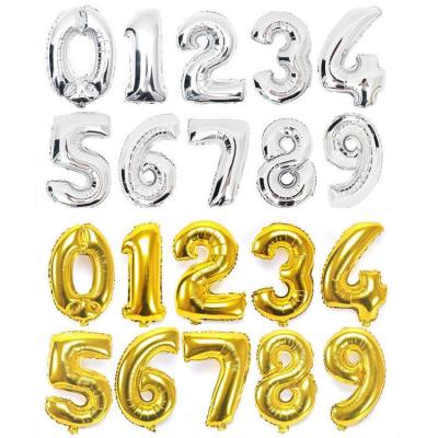 China Announcing Toy 30inch Number 0 to 9 Glod&silver Foil Balloons Happy Birthday Balloon Set Mylar Number Foil Balloon for sale