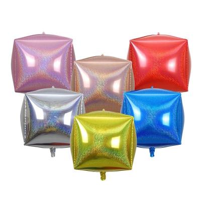 China 24 Inch Laser 4d Square Foil Balloon Self-Sealing Hexagon Birthday Parties Ensure Wedding Balloon Kids Toys Helium Foil Balloon for sale