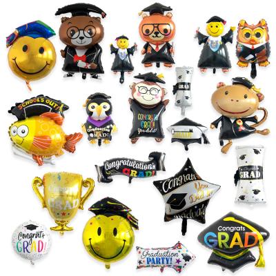 China Wholesale Self-Sealing Bear Graduate Monkey Brown Foil Balloon Series Doctoral Graduation Party Balloon Graduation Trophy for sale