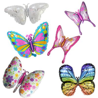 China Gift Toy Butterfly Aluminum Foil Balloon Wedding Decoration Swallowtail Butterfly Flower Butterf Butterfly Silver Balloon for sale