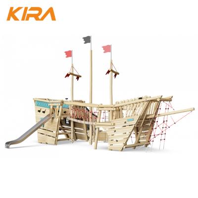 China Fun 3+ Pirate Ship Outdoor Wooden Playground For Kids for sale