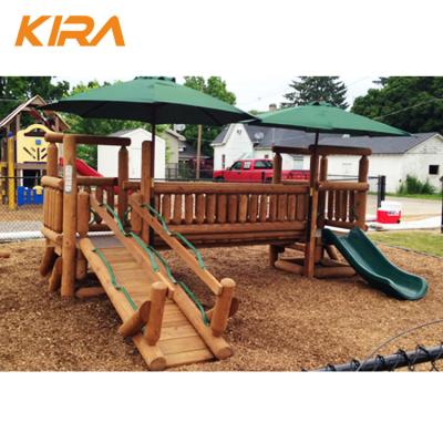 China Natural Outdoor Play Equipment 3+ Outdoor Wooden Slide Kids Outdoor Playground for sale