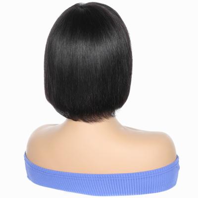 China Neat Bang Bob RUBYGAGA Neat Bang Cuticle Aligned Human Hair Wigs Full Lace Wig 13x4 Inch Soft Smooth Shiny for sale