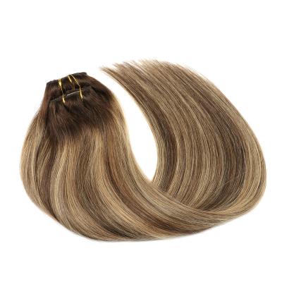 China Rubygaga Straight Clip In Lace Remy Hair Extensions Real Hair 8pcs 16 Inch 130g Double Weft Clip In Hair Extensions for sale