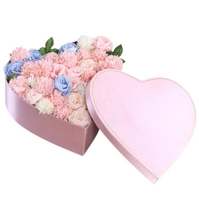 China Wholesale Recyclable Heart Shaped Pink Flower Box Cardboard Gift Packaging Pink Boxes for sale