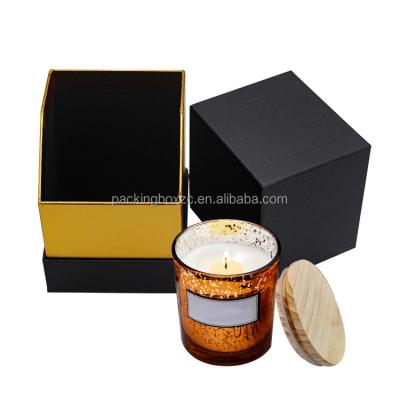 China Recycled Materials Custom Luxury Black White Rigid Kraft Wholesale Gift Set Empty Packaging Boxes Candle Box For Wax Jar Body Containers for sale