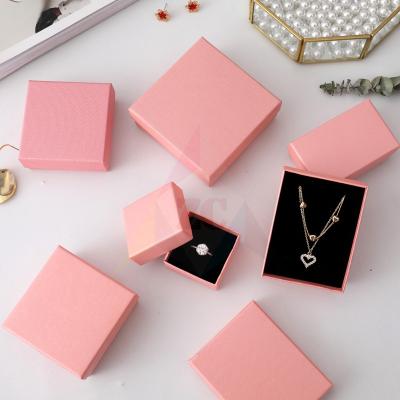 China Eco-friendly custom cardboard velvet box travel pink jewelry box packaging earring with logo for sale