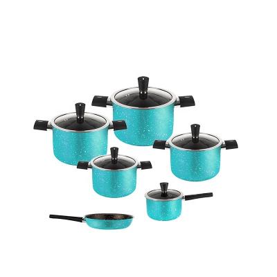 China Sustainable Nonstick Frying Pan Cooking Pot with Glass Lid Stainless Steel Cooking Pot Set for sale