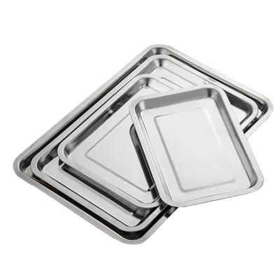 China Morden New Arrival Stainless Steel Tray Rectangle Food Serving Tray Baking Trays Pan Wholesale for sale