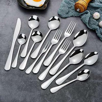 China Sustainable 2022 New Style Stainless Steel Flatware Stainless Steel Tableware Fork And Knife Long Spoon Stainless Steel for sale