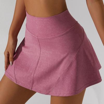 China High Quality Stylish Breathable Ladies High Waist Fitness Gym Yoga Yoga Tennis Nylon Skirt With In Side Shorts for sale