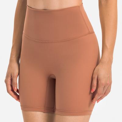 China 2022 Anti-Wrinkle Bare Feel Eco-Friendly Yoga Shorts Lulu Fitness Yoga Gym Shorts Pure Color Women High Waist Shorts for sale