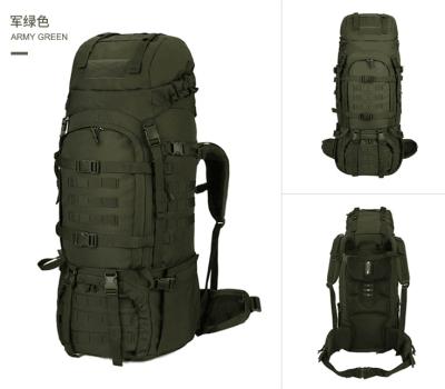 China Large capacity 70+10L anti-theft military tactical backpack with rain cover for camping and climbing for sale