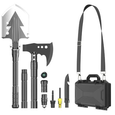 China Easy Carry High Quality Survival Multitool Outdoor Shovel Dilute Camping Shovel Tactical Hatchet Multifunctional Portable Folding Shovel Set for sale