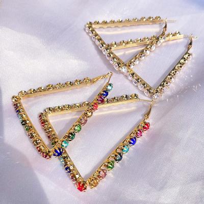 China FASHIONABLE Rhinestone Pearl Stud Earring Alloy Triangle Circle Indian Earrings for sale