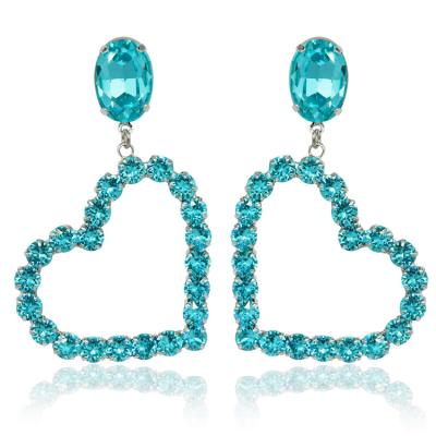 China Fashion Korean Popular Korean Saphine Heart Fine Crystal Stud Earrings For Women for sale