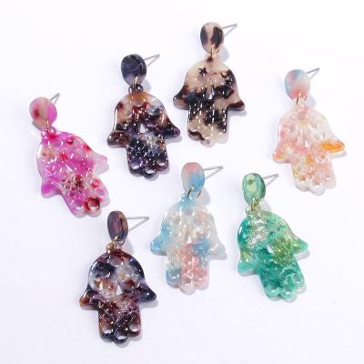 China TRENDY Creative Peace Palm Earrings Simple New Arrival Acetate Panel Women for sale