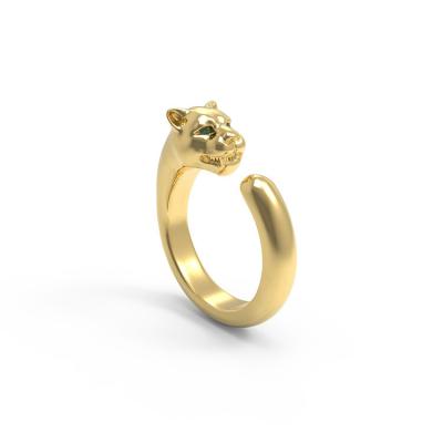 China CLASSIC new arrival stainless steel in gold three color beryl fashion lion ring for sale