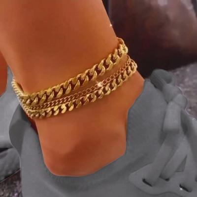 China FASHIONABLE Non Tarnish Gold Jewelry Stainless Steel Cuban Tennis Chain Anklets for sale