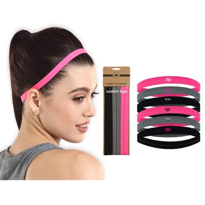 China Custom Skinny Designer Sports Logo Yoga Headbands Elastic Adjustable Hairband Non-Slip High Quality Wholesale for sale