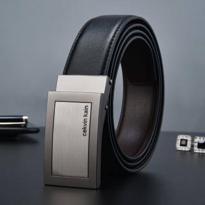 China Daily Life Cekvin Kain High Quality Men Genuine Leather Belt Square Buckle Pure Cowhide Men Belt for sale