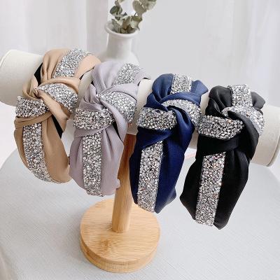 China Daily Fashion Wild Wide Side Bangs Wide Side Hair Band Rhinestone Cross Hair Accessories for sale