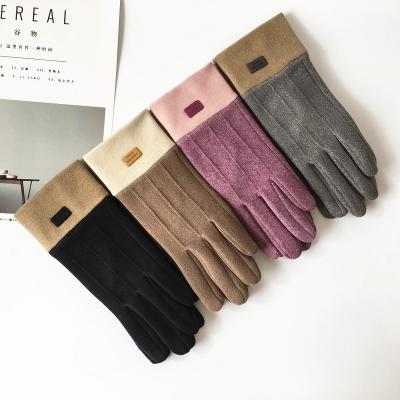 China Heat Preservation 2021 New Fashion Gloves Autumn Winter Touch Screen Warm Velvet Female Thin Finger Gloves For Women for sale