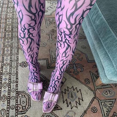 China Newest Fashion Autumn Print Pantyhose Antibacterial Tights Mesh Sheer Gaiters Stockings For Women for sale