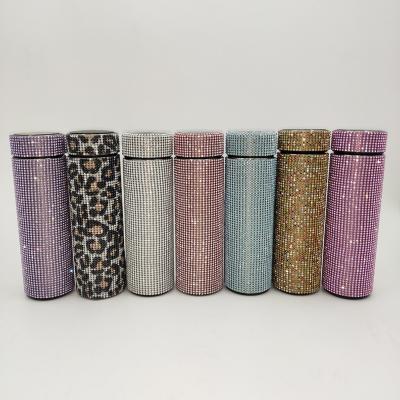 China Newest Design PORTABLE LED Hot Luxury Faux Stone Full Design Portable Thermos Bling Bling Vacuum Flasks for sale