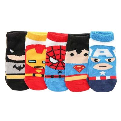 China Sporty kids cartoon superhero socks are cute and comfy middle cotton socks in 3 sizes for sale