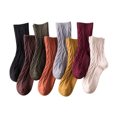 China Wholesale antibacterial Korean Japanese winter style thick school woolen women's socks wool scrambled socks girl for sale