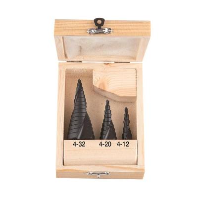 China 3pcs Metal Drilling Set Best 4-12 4-20 4-32 HSS Step Titanium Coated Drill Bits For Metal Wood Drilling Holes for sale