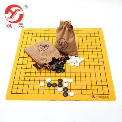 China Go Game / Teaching / For Fun Single Convex Melamine Go Game Stones Linen Bags Reversible Folding Artificial Leather Board Chess Board Game Set Chinese Chess for sale