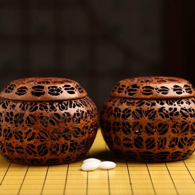 China Shuangyuan Pecan Carved Lacquer Chess Solid Wood Pot Go Bowls for sale