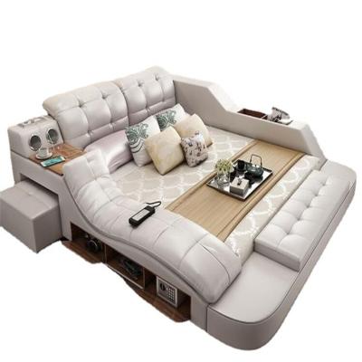 China Factory Direct Wholesale Leather Massage Function Double Bed 1.8m Bed for sale