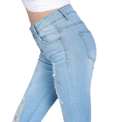 China Breathable Creative Design Quality Assurance Fashion Personalized Elastic Women's Jean Trousers for sale