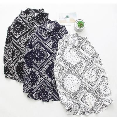 China Printed Women's Casual Knistted Button Down Blouses And Shirts Tops Quick Dry Anti Shrink for sale