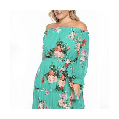 China Floral Anti-Static Fashion Off The Shoulder Ladies Women's Dresses 2021 Tending for sale