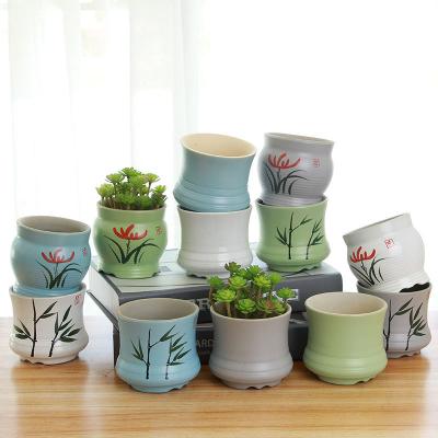 China Mini Cartoon Ceramic Flower Pots Plants Nursery Garden Planter Window Box Flower Bowl Succulent Potted Plants Garden Supplies for sale