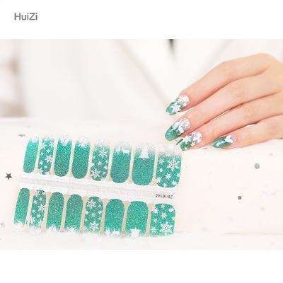 China Easy Apply& New Design Huizi 3D Nail Sticker Eco-friendly Nail Wraps Self Adhesive Nail Art DIY Manicure Sticker for sale