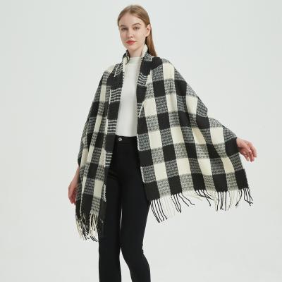 China Flower Style Polyester Woven Scarf Latest Customized Dyed Black And White Checked Scarf For Women for sale